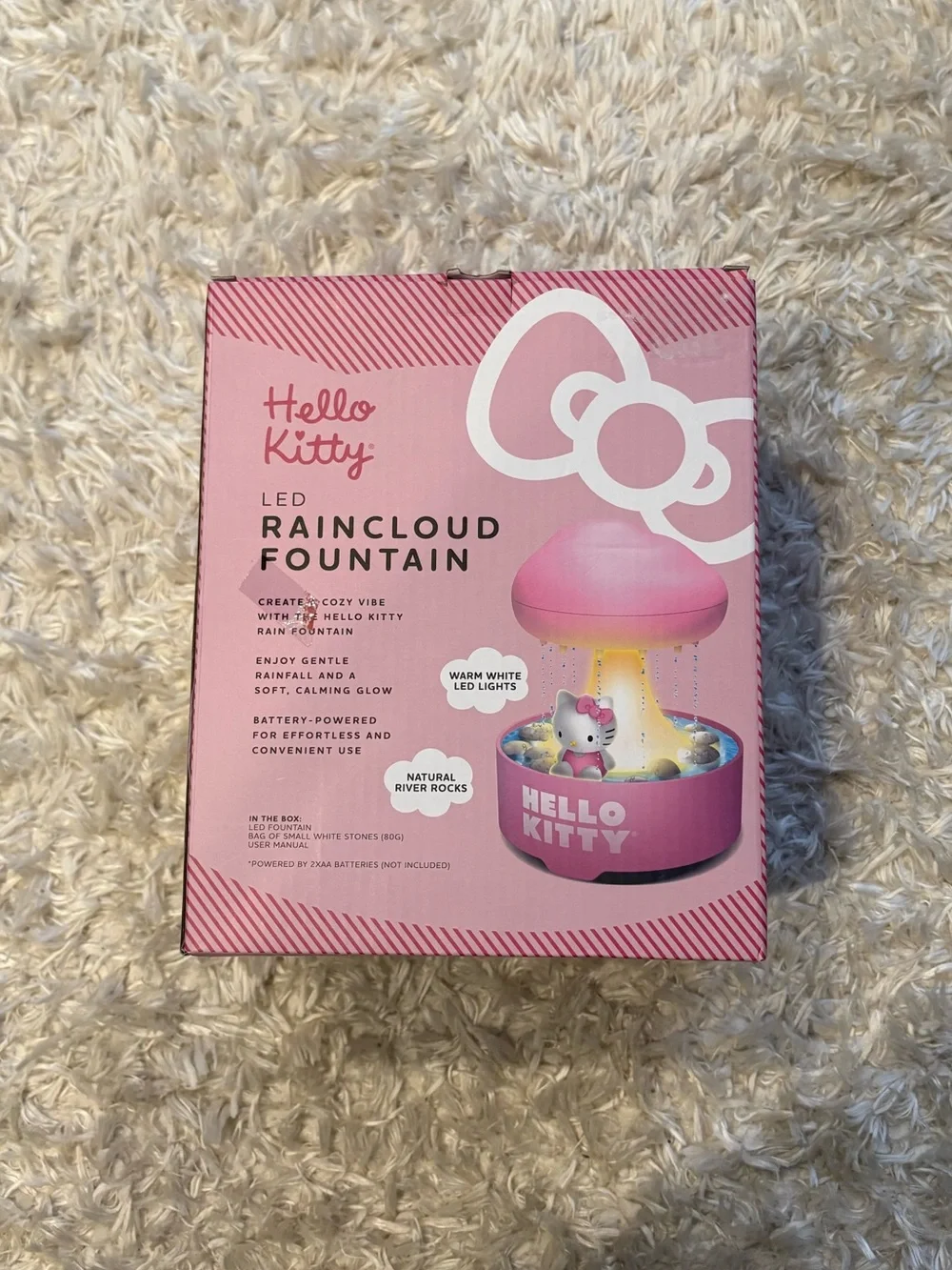 Hello Kitty Pink LED Light Peaceful Raincloud Fountain Toy Ambiance Room Decor